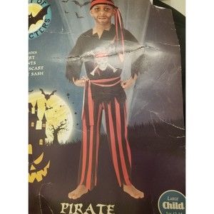 Child Pirate Halloween Costume Sz 12-14 & Pirate Book